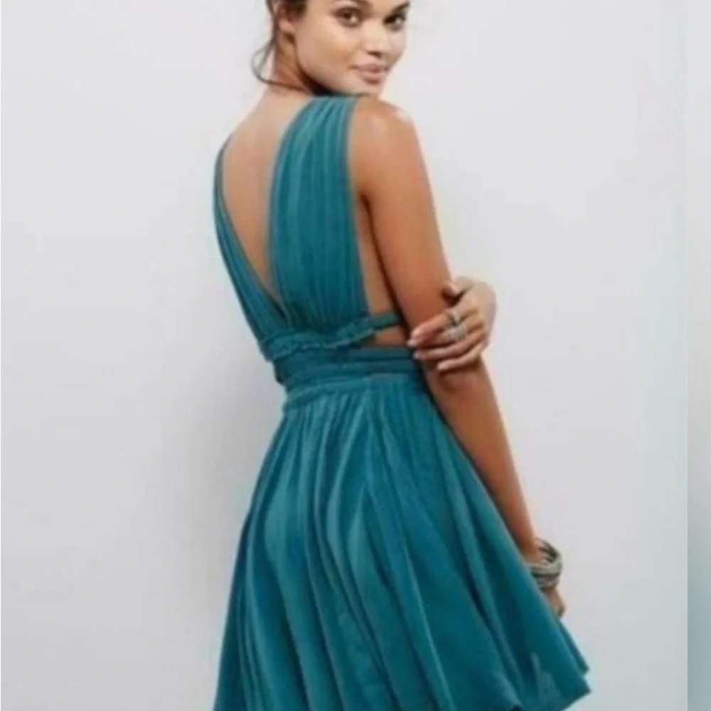 Free people Teal cut out Dress - Picture 2 of 8